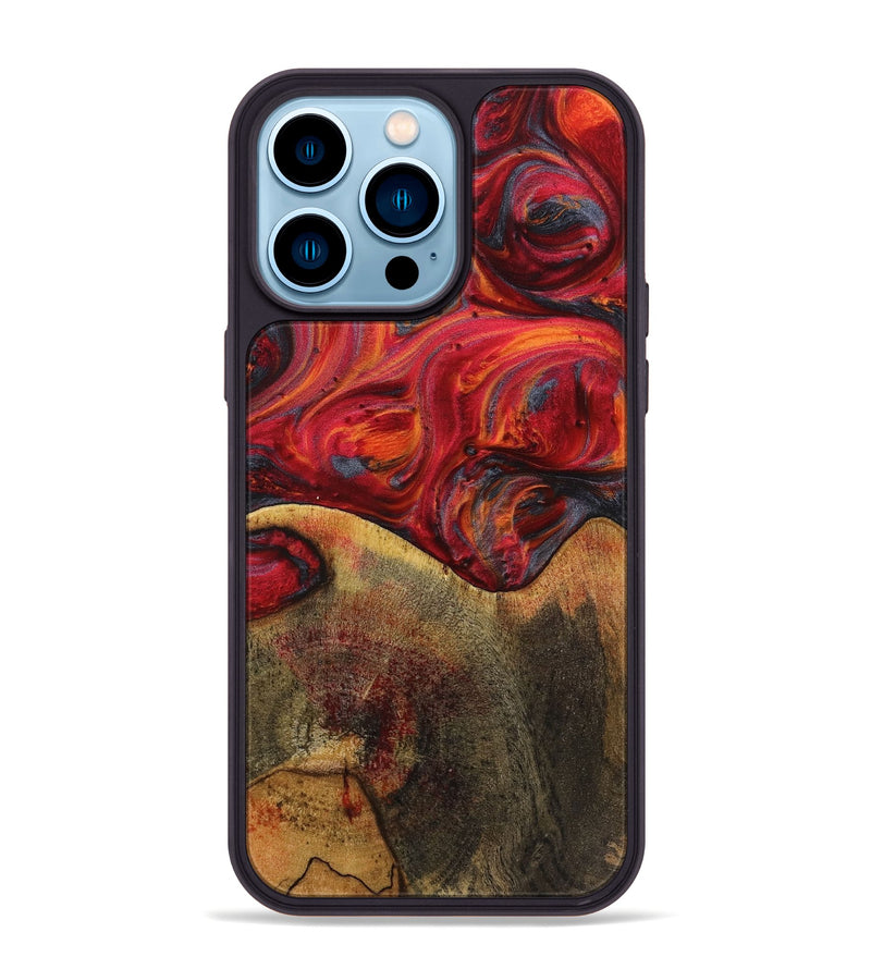 iPhone 14 Pro Max Wood+Resin Phone Case - Arabella (Red, 719568)