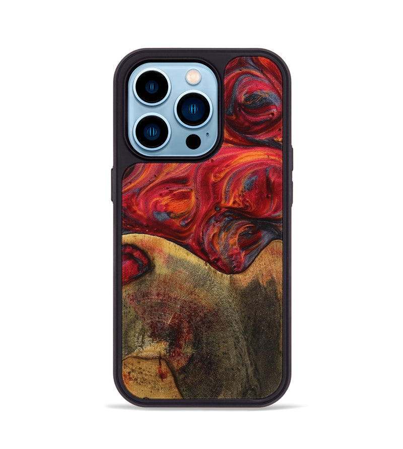 iPhone 14 Pro Wood+Resin Phone Case - Arabella (Red, 719568)