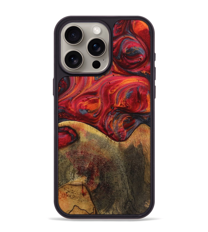 iPhone 15 Pro Max Wood+Resin Phone Case - Arabella (Red, 719568)