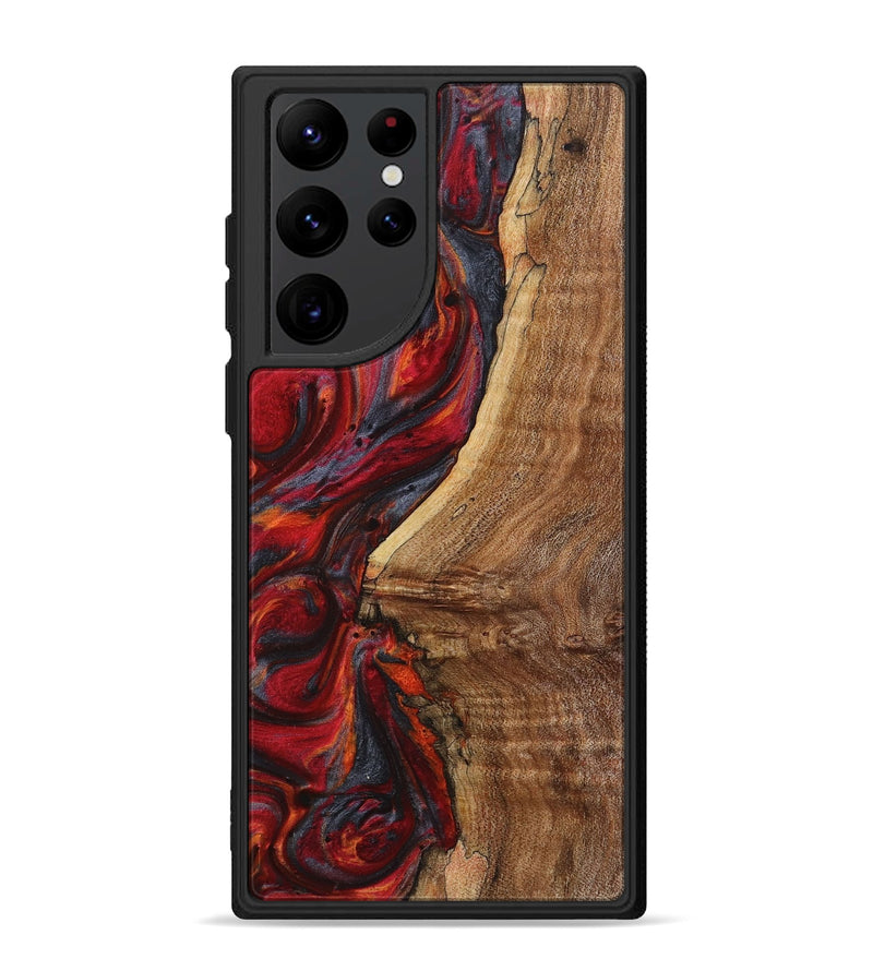 Galaxy S22 Ultra Wood+Resin Phone Case - Gunner (Red, 719569)