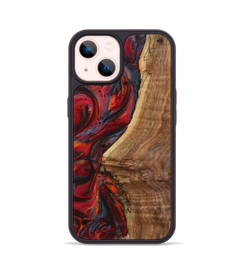 iPhone 14 Wood+Resin Phone Case - Gunner (Red, 719569)