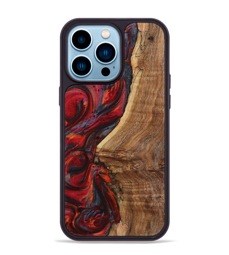 iPhone 14 Pro Max Wood+Resin Phone Case - Gunner (Red, 719569)