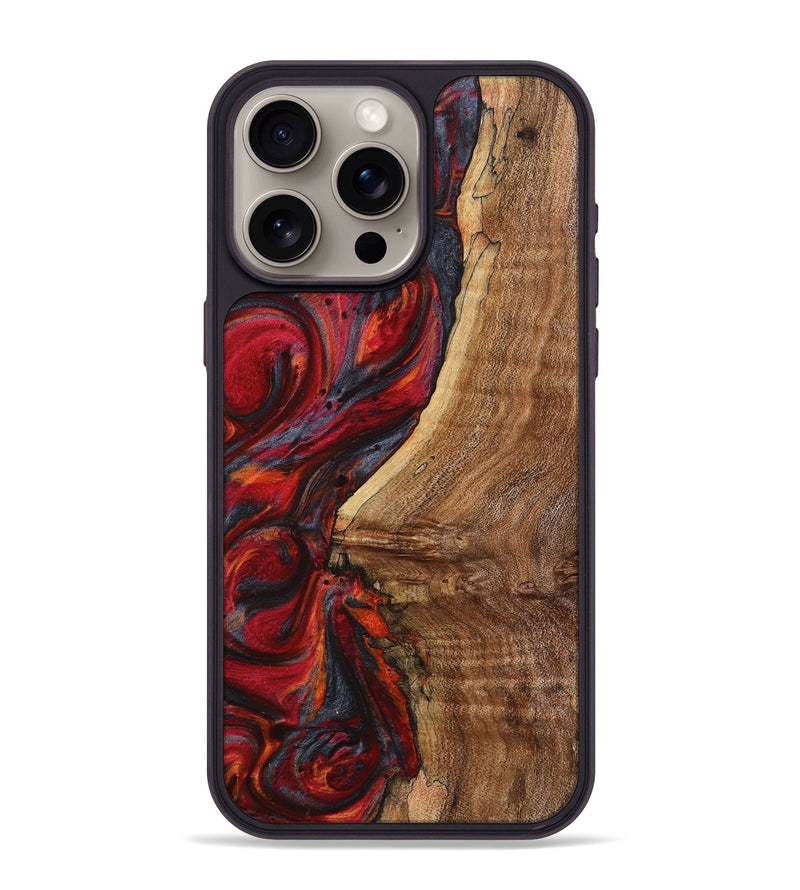 iPhone 15 Pro Max Wood+Resin Phone Case - Gunner (Red, 719569)