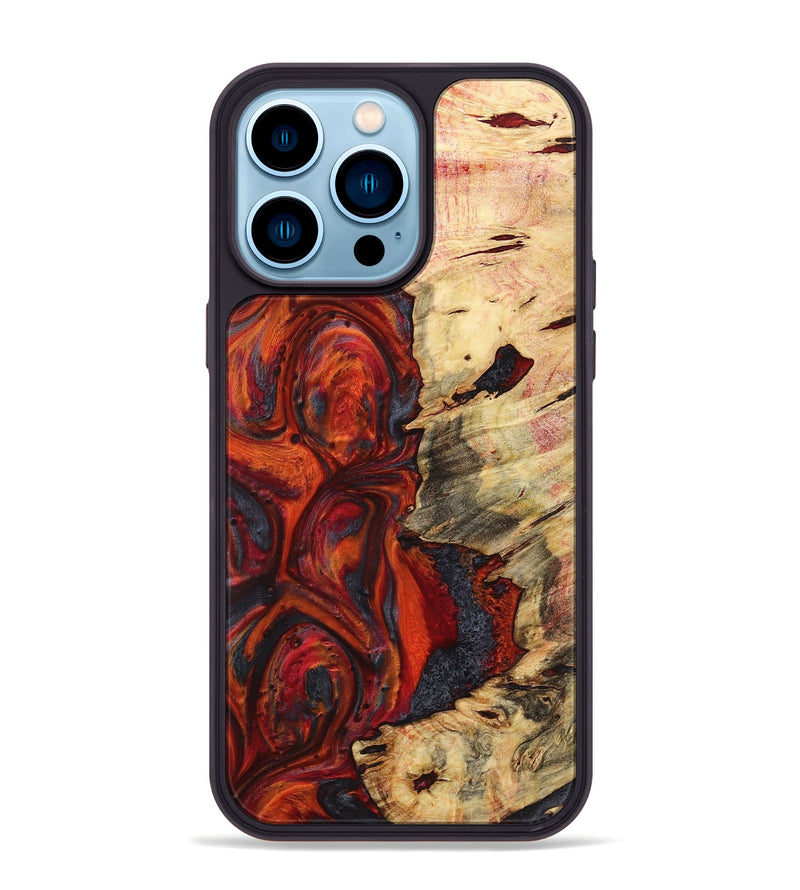 iPhone 14 Pro Max Wood+Resin Phone Case - Remington (Red, 719571)