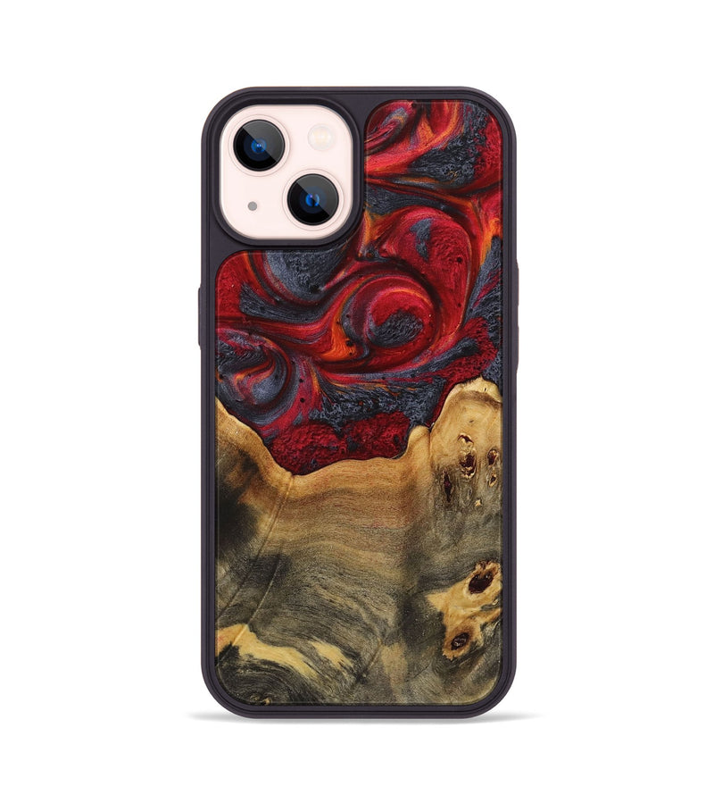 iPhone 14 Wood+Resin Phone Case - Jim (Red, 719572)