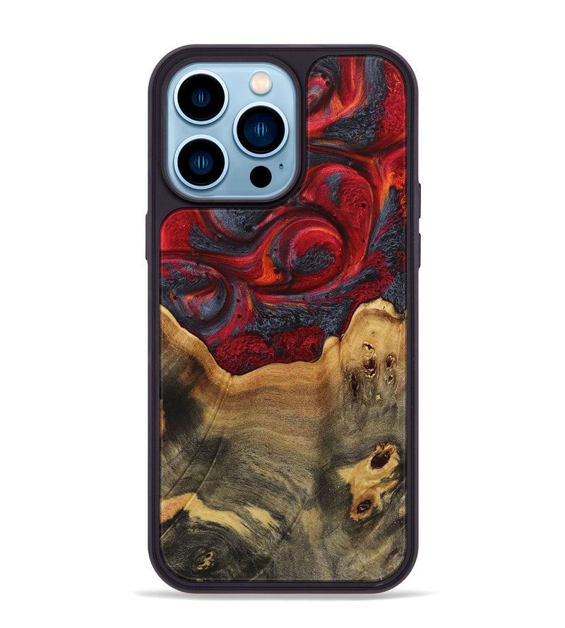 iPhone 14 Pro Max Wood+Resin Phone Case - Jim (Red, 719572)