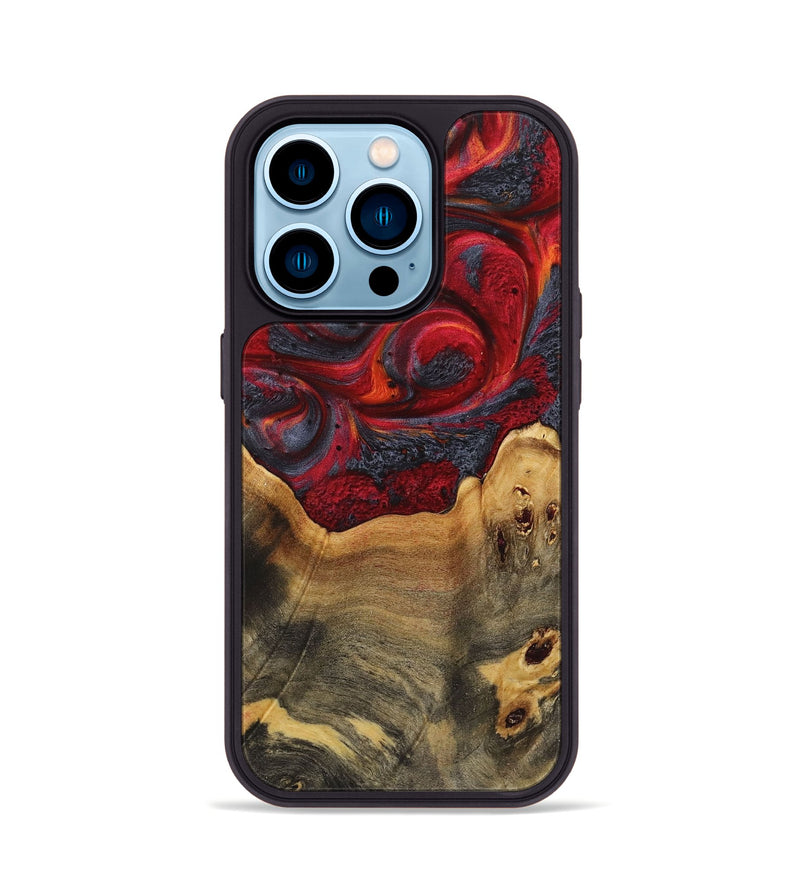 iPhone 14 Pro Wood+Resin Phone Case - Jim (Red, 719572)