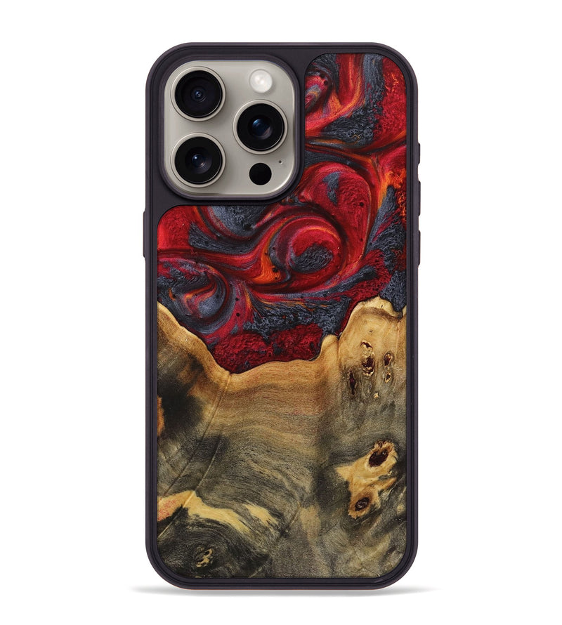 iPhone 15 Pro Max Wood+Resin Phone Case - Jim (Red, 719572)