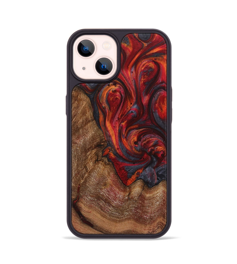 iPhone 14 Wood+Resin Phone Case - Pam (Red, 719573)