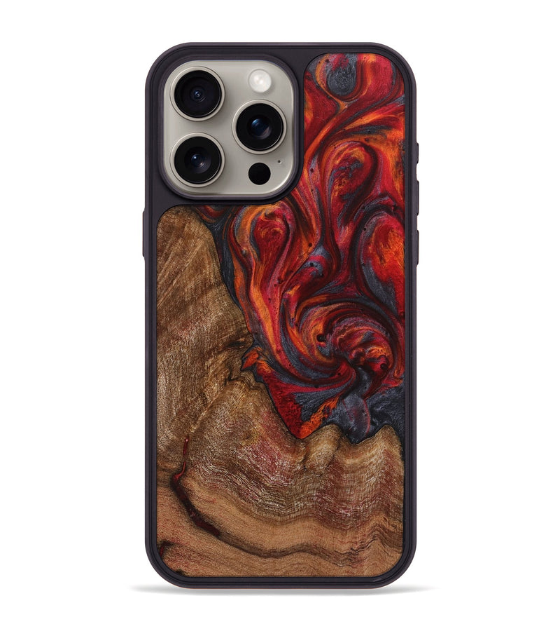 iPhone 15 Pro Max Wood+Resin Phone Case - Pam (Red, 719573)