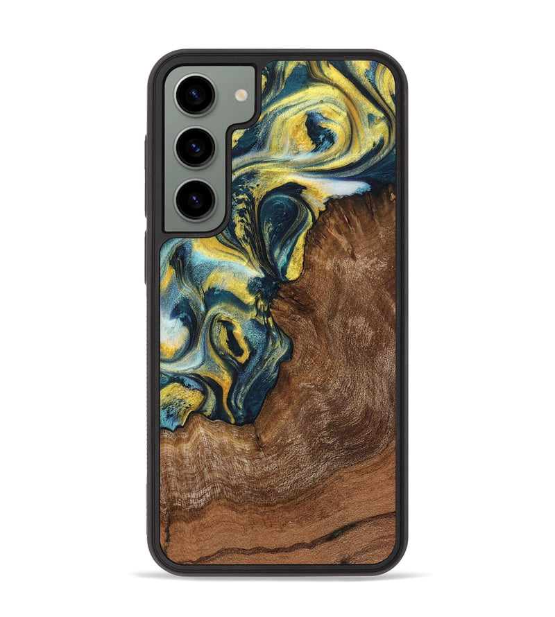 Galaxy S23 Plus Wood+Resin Phone Case - Lane (Teal & Gold, 719575)