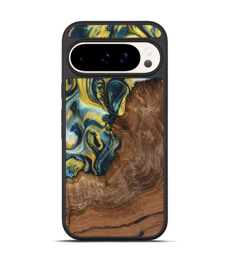 Pixel 9 Wood+Resin Phone Case - Lane (Teal & Gold, 719575)