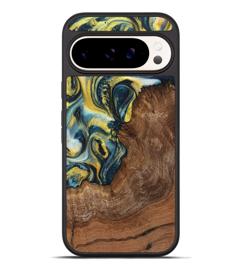 Pixel 9 Pro XL Wood+Resin Phone Case - Lane (Teal & Gold, 719575)