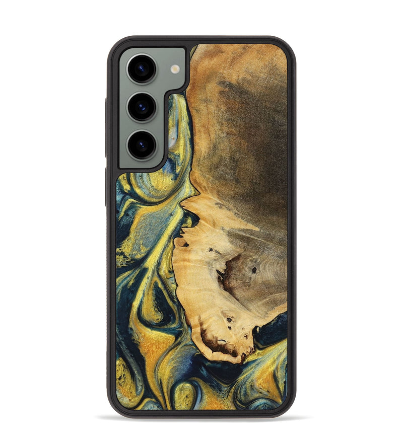 Galaxy S23 Plus Wood+Resin Phone Case - Lincoln (Teal & Gold, 719576)