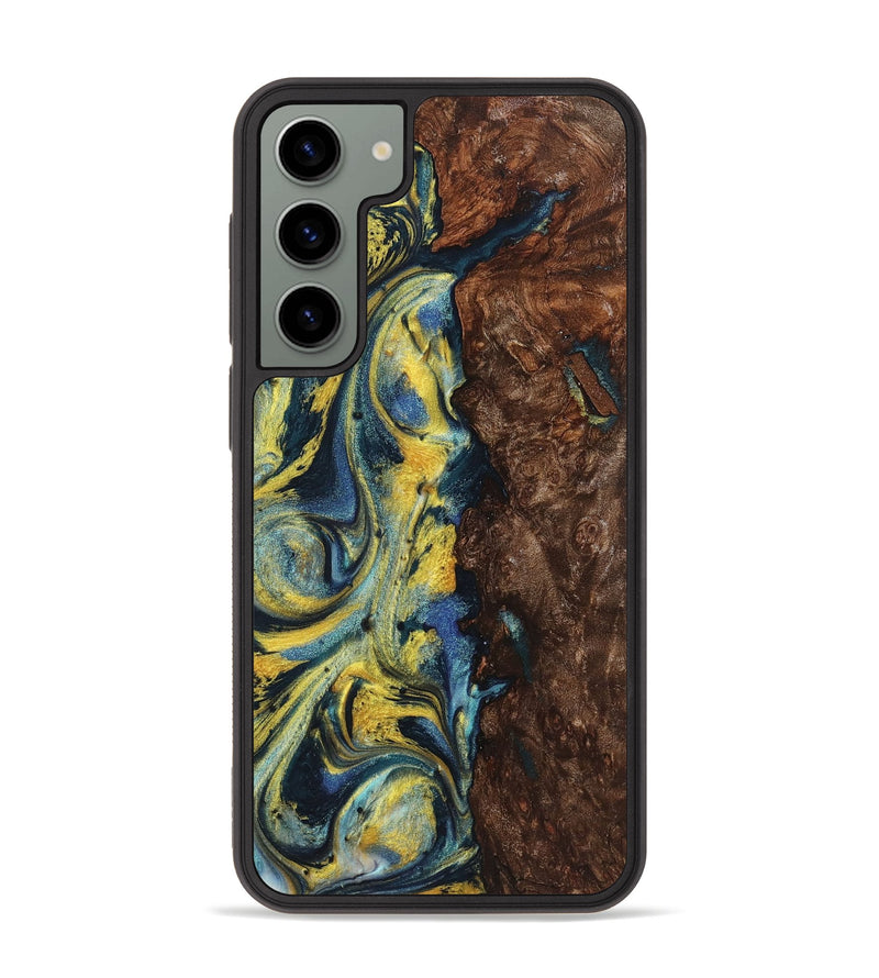 Galaxy S23 Plus Wood+Resin Phone Case - Payton (Teal & Gold, 719578)