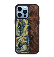 iPhone 14 Pro Max Wood+Resin Phone Case - Payton (Teal & Gold, 719578)