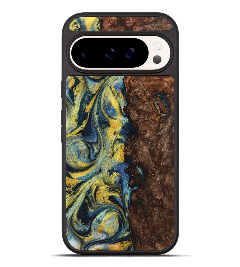 Pixel 9 Pro XL Wood+Resin Phone Case - Payton (Teal & Gold, 719578)