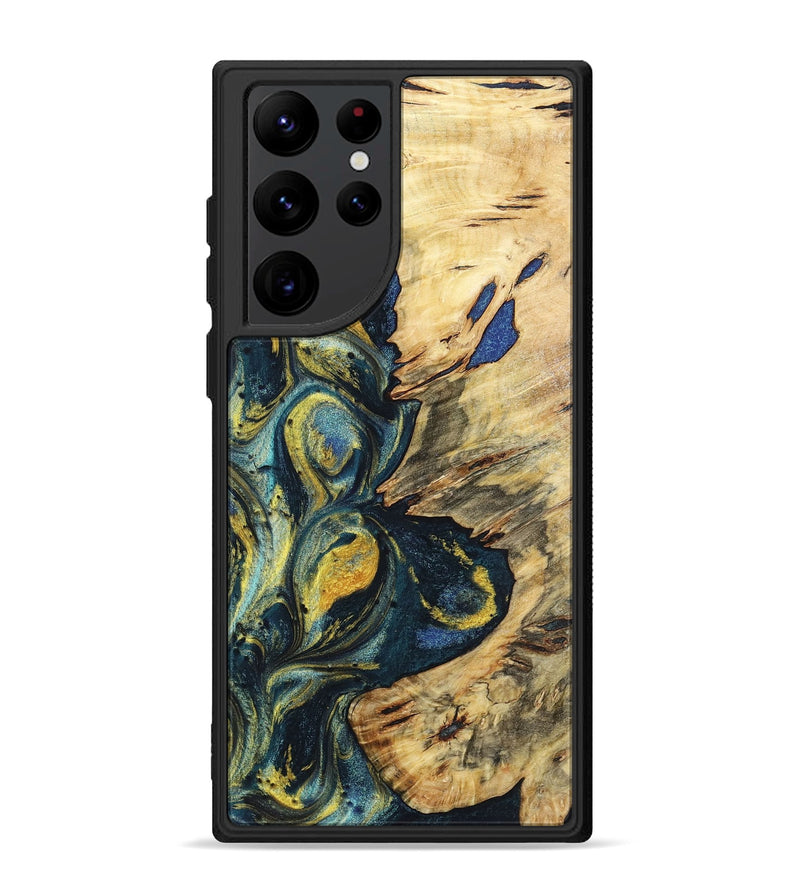 Galaxy S22 Ultra Wood+Resin Phone Case - Jakob (Teal & Gold, 719579)