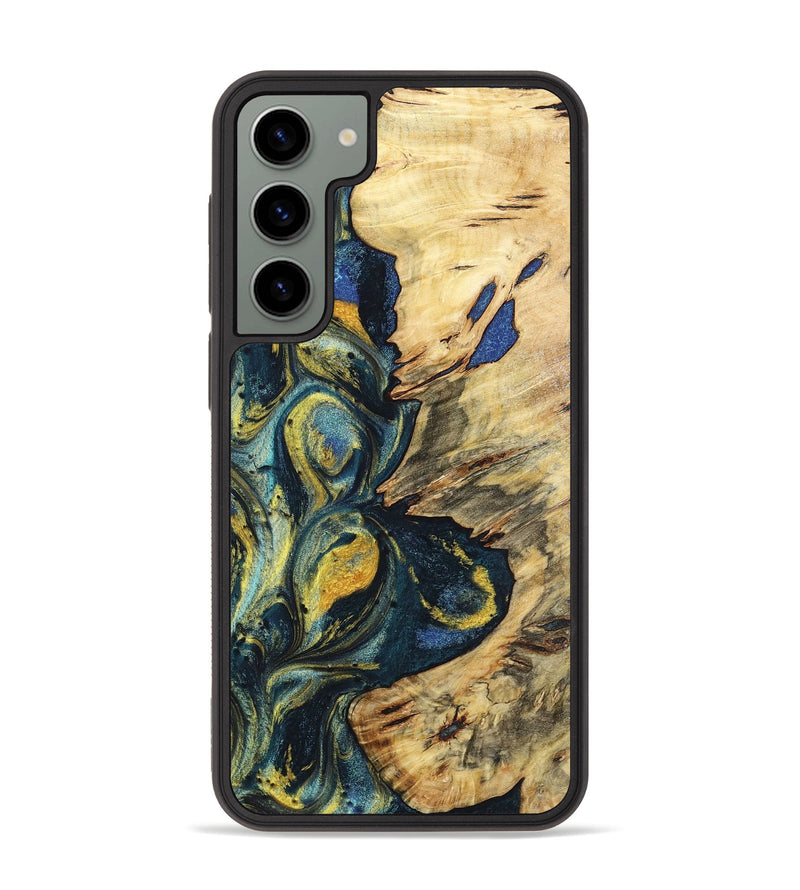 Galaxy S23 Plus Wood+Resin Phone Case - Jakob (Teal & Gold, 719579)