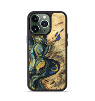 iPhone 13 Pro Wood+Resin Phone Case - Jakob (Teal & Gold, 719579)