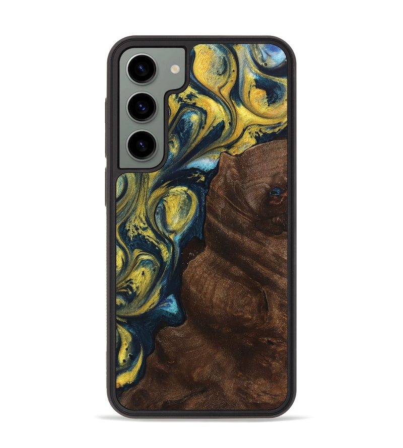 Galaxy S23 Plus Wood+Resin Phone Case - Karina (Teal & Gold, 719580)