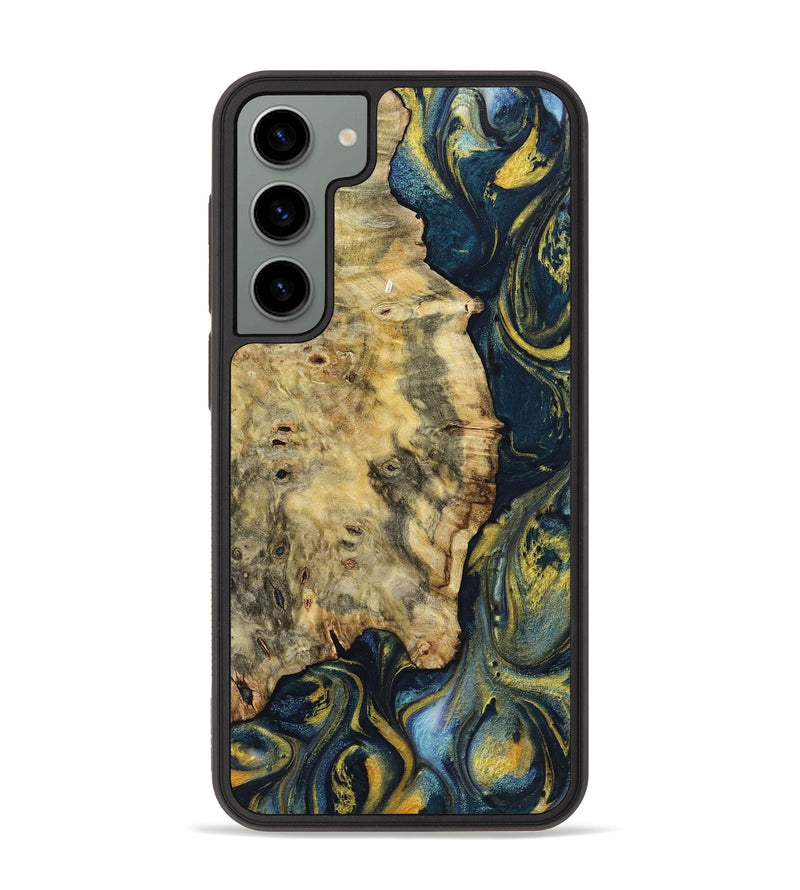 Galaxy S23 Plus Wood+Resin Phone Case - Keri (Teal & Gold, 719582)