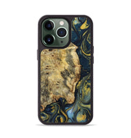 iPhone 13 Pro Wood+Resin Phone Case - Keri (Teal & Gold, 719582)