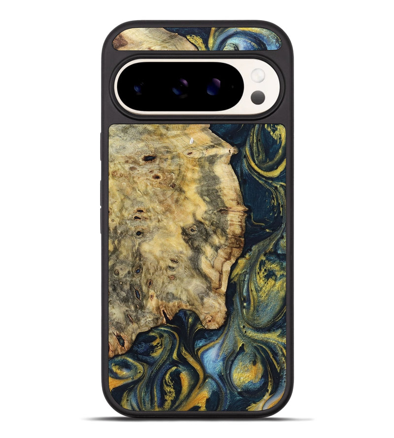 Pixel 9 Pro XL Wood+Resin Phone Case - Keri (Teal & Gold, 719582)