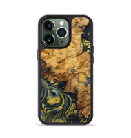 iPhone 13 Pro Wood+Resin Phone Case - Jaxon (Teal & Gold, 719583)