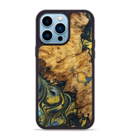 iPhone 14 Pro Max Wood+Resin Phone Case - Jaxon (Teal & Gold, 719583)