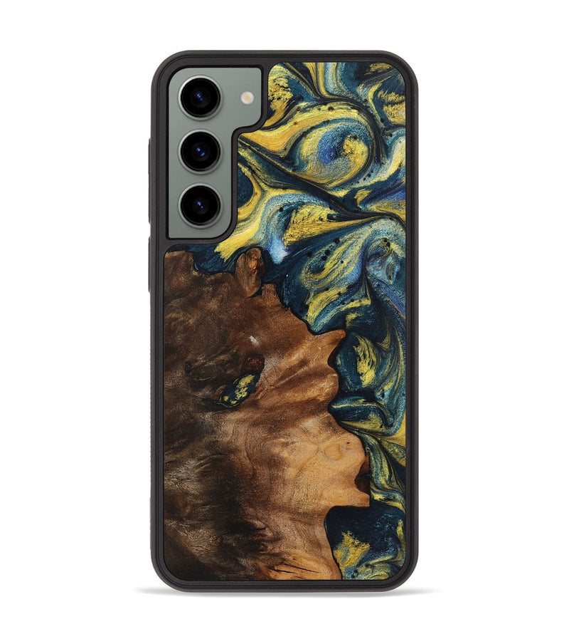 Galaxy S23 Plus Wood+Resin Phone Case - Ronnie (Teal & Gold, 719584)