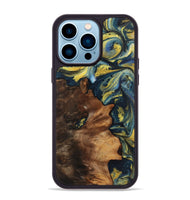 iPhone 14 Pro Max Wood+Resin Phone Case - Ronnie (Teal & Gold, 719584)