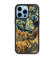 iPhone 14 Pro Max Wood+Resin Phone Case - Chase (Teal & Gold, 719585)