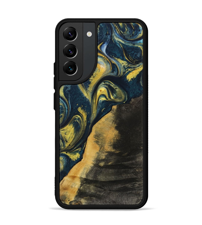 Galaxy S22 Plus Wood+Resin Phone Case - Marely (Teal & Gold, 719588)