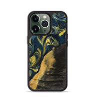 iPhone 13 Pro Wood+Resin Phone Case - Marely (Teal & Gold, 719588)