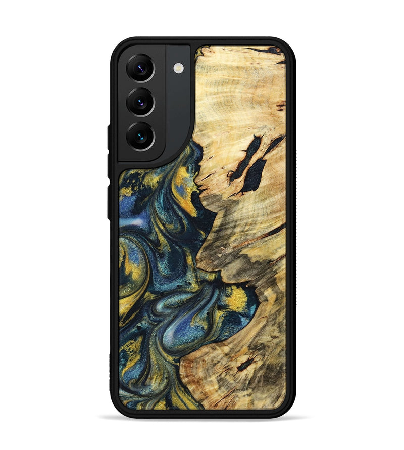 Galaxy S22 Plus Wood+Resin Phone Case - Mandy (Teal & Gold, 719590)