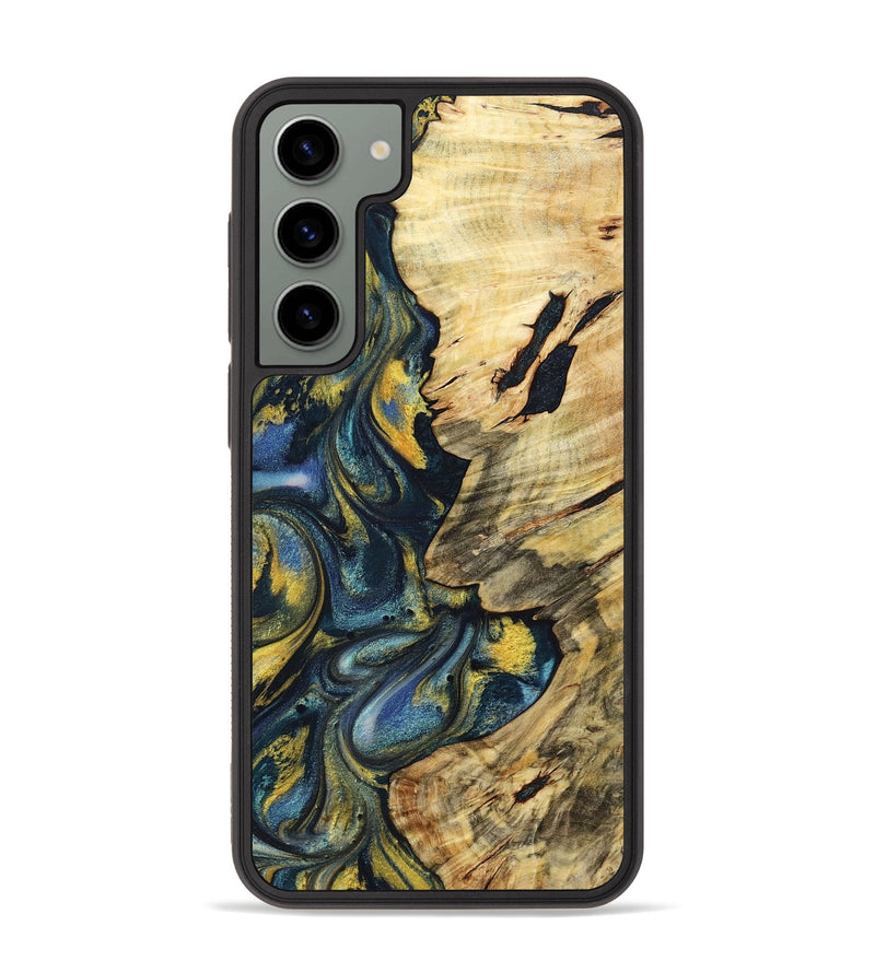 Galaxy S23 Plus Wood+Resin Phone Case - Mandy (Teal & Gold, 719590)