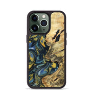 iPhone 13 Pro Wood+Resin Phone Case - Mandy (Teal & Gold, 719590)