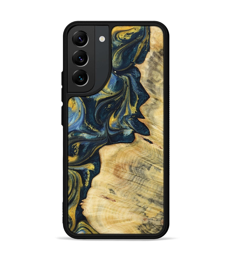 Galaxy S22 Plus Wood+Resin Phone Case - Hayden (Teal & Gold, 719591)