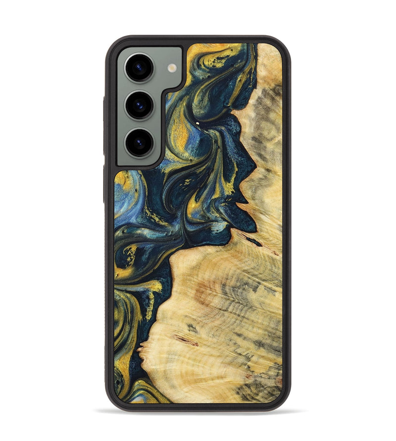 Galaxy S23 Plus Wood+Resin Phone Case - Hayden (Teal & Gold, 719591)