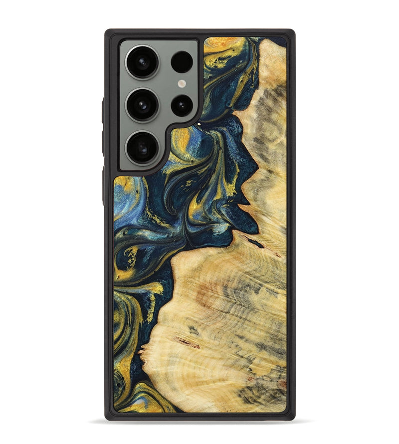 Galaxy S23 Ultra Wood+Resin Phone Case - Hayden (Teal & Gold, 719591)