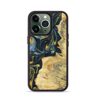 iPhone 13 Pro Wood+Resin Phone Case - Hayden (Teal & Gold, 719591)