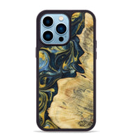 iPhone 14 Pro Max Wood+Resin Phone Case - Hayden (Teal & Gold, 719591)