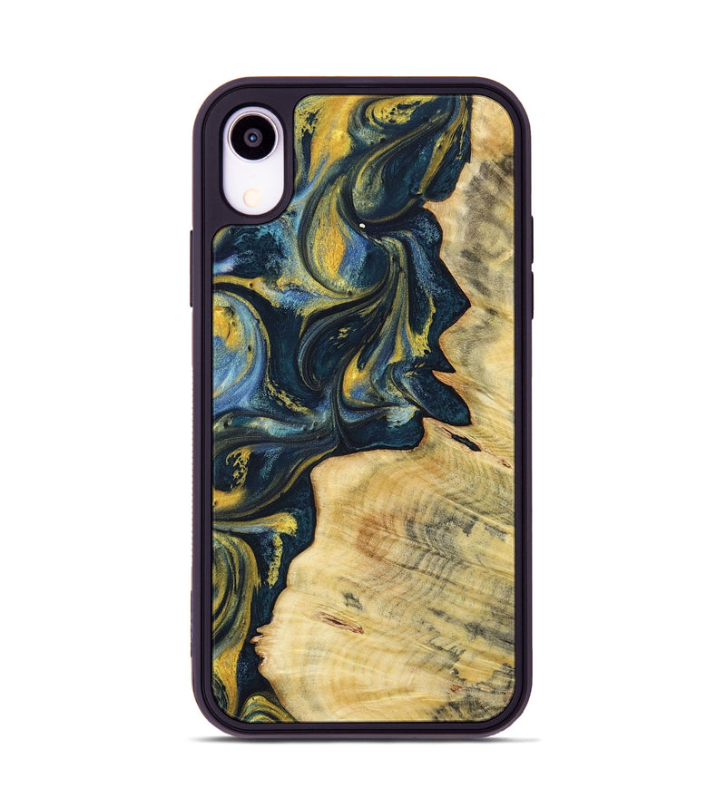 iPhone Xr Wood+Resin Phone Case - Hayden (Teal & Gold, 719591)