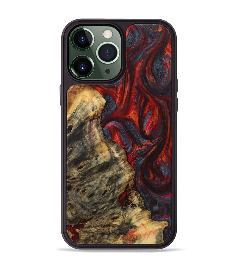 iPhone 13 Pro Max Wood+Resin Phone Case - Braydon (Red, 719595)