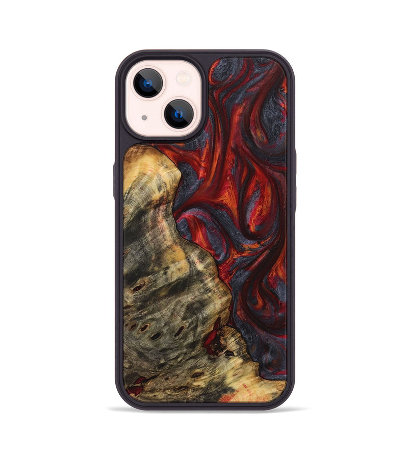 iPhone 14 Wood+Resin Phone Case - Braydon (Red, 719595)