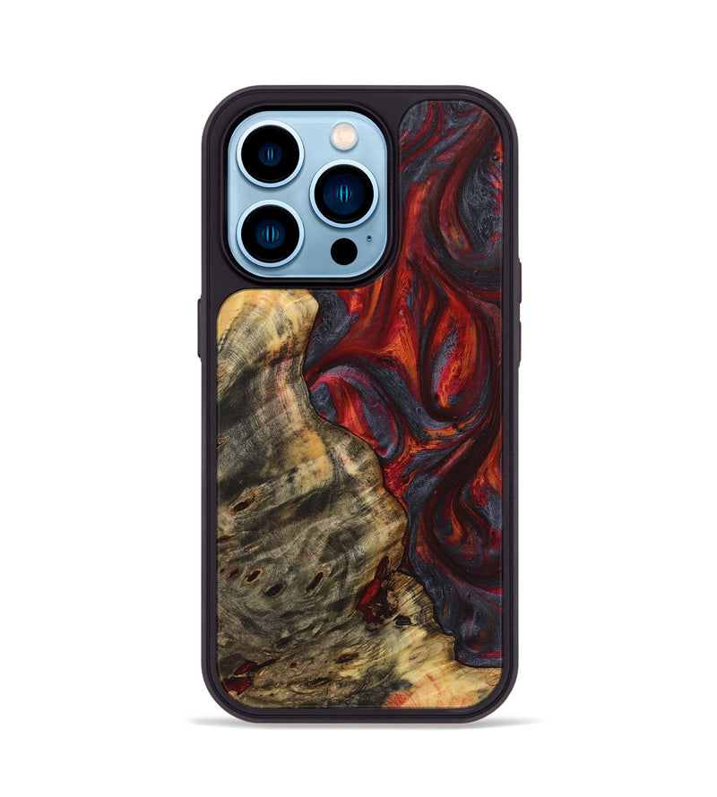 iPhone 14 Pro Wood+Resin Phone Case - Braydon (Red, 719595)