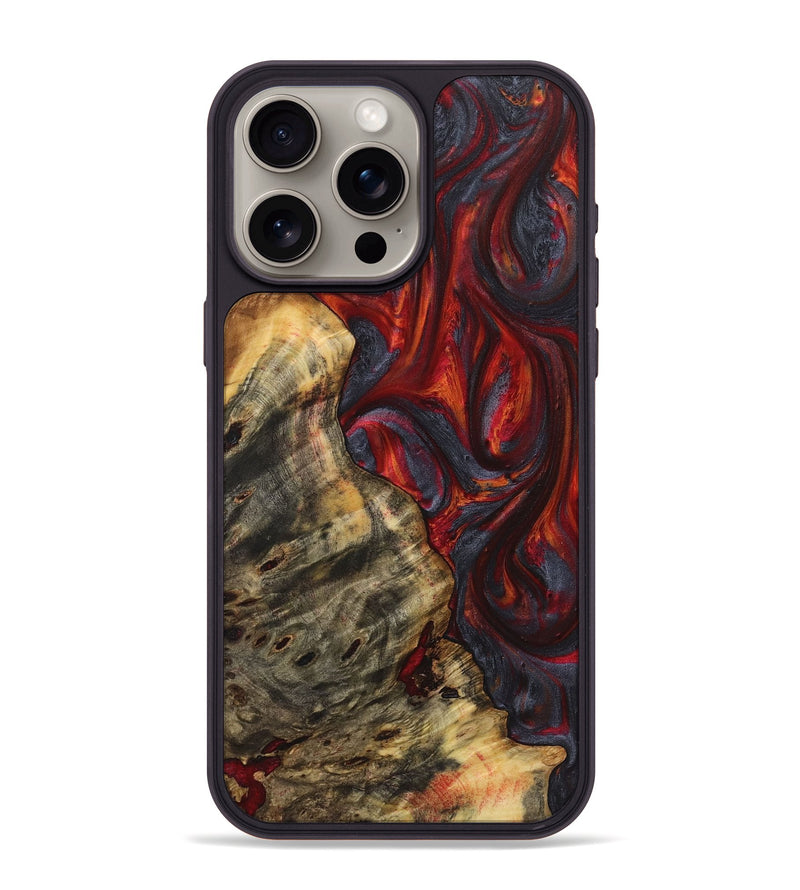 iPhone 15 Pro Max Wood+Resin Phone Case - Braydon (Red, 719595)