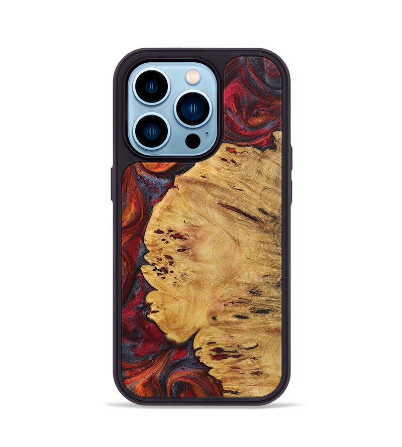 iPhone 14 Pro Wood+Resin Phone Case - Patti (Red, 719596)