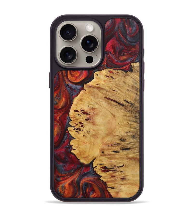 iPhone 15 Pro Max Wood+Resin Phone Case - Patti (Red, 719596)